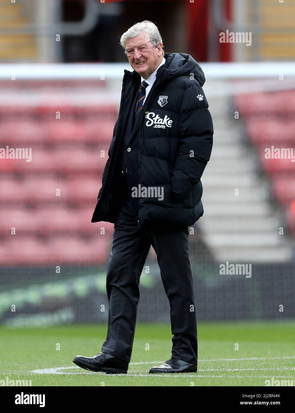 Foto del file datata 13-03-2022 del manager di Watford Roy Hodgson che ha sfidato la sua squadra a continuare a mostrare lo spirito di combattimento necessario per combattere la loro strada per la sopravvivenza della Premier League. Data di emissione: Giovedì 31 marzo 2022. Foto Stock