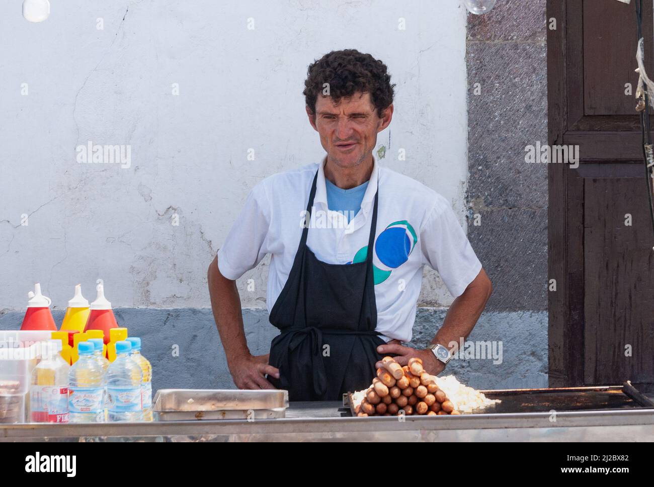 Venditore di hot dog in strada in Spagna Foto Stock