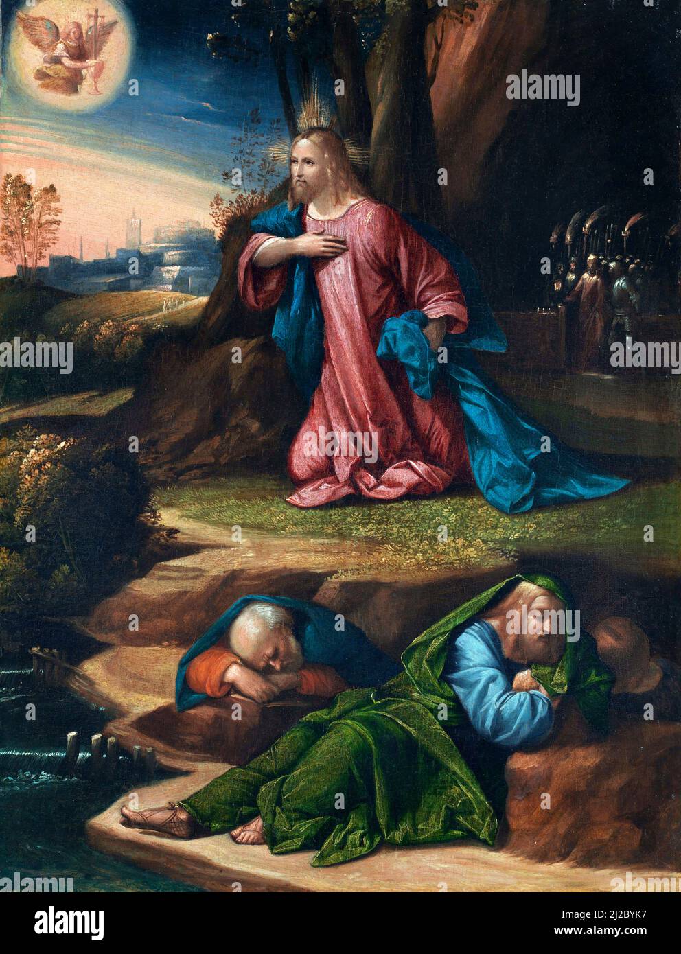 L'agonia nel giardino di il Garofalo (Benvenuto Tisi: 1481-1559), olio su tela trasferito dal legno, c.. 1524-26 Foto Stock