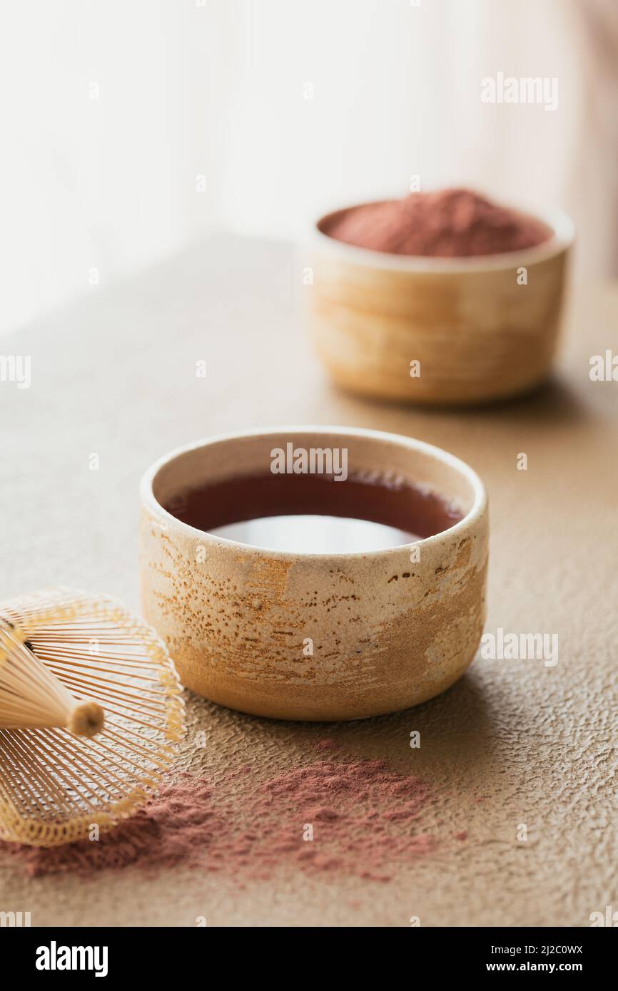 Tè in polvere di colore organico Matcha Foto Stock