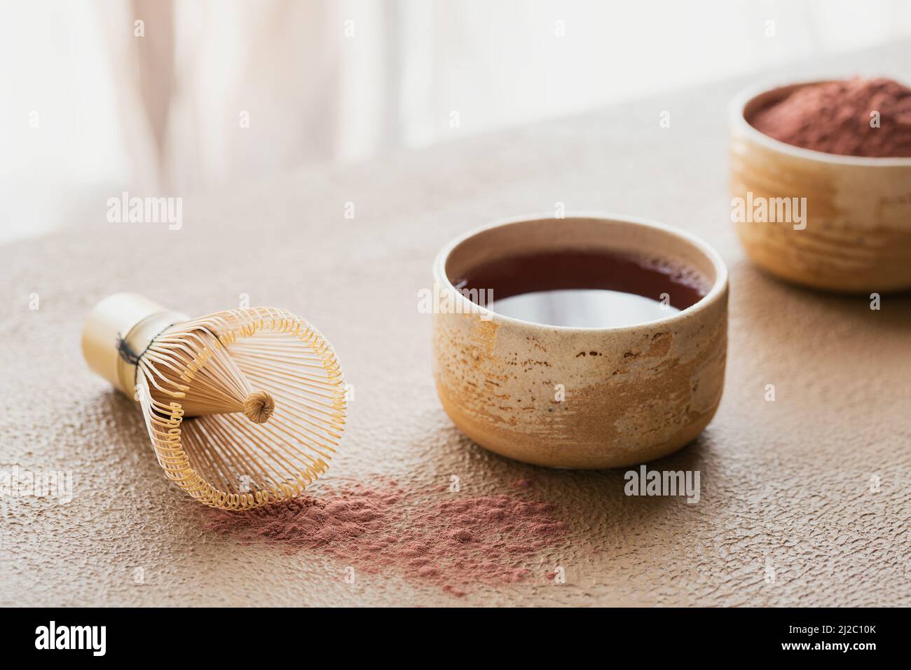 Tè in polvere di colore organico Matcha Foto Stock