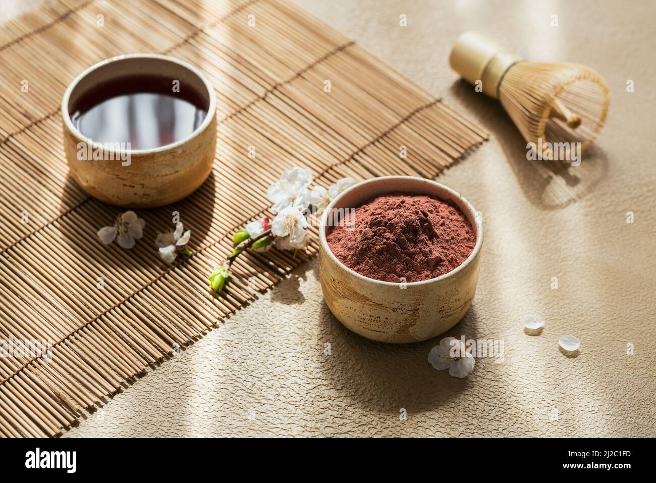 Tè in polvere di colore organico Matcha Foto Stock