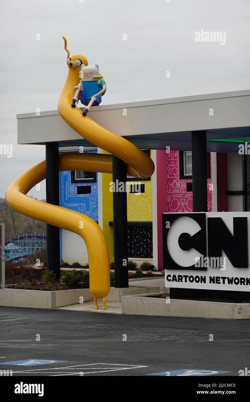 Ingresso frontale del Cartoon Network Hotel a Lancaster, Pennsylvania Foto Stock