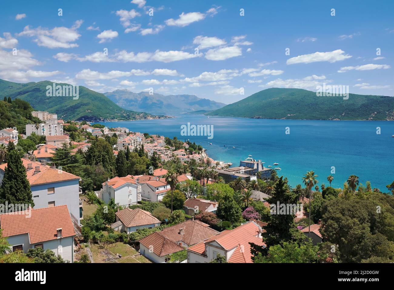 Paesaggio di Herceg Novi e Kotor Bay, Montenegro Foto Stock