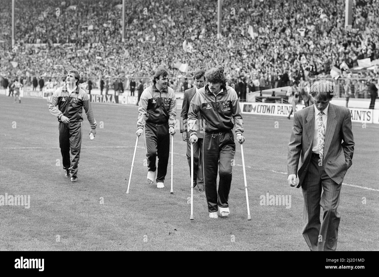 Liverpool 3-1 Everton, fa Cup Final 1986, Wembley Stadium, sabato 10th maggio 1986. Scene post Match. Neville, Southall Foto Stock