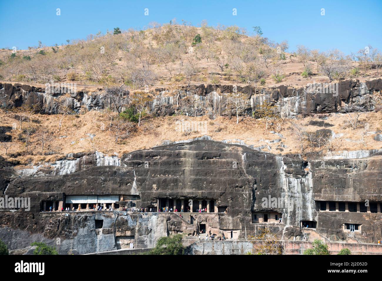 Ingressi della grotta, Ajanta, Maharashtra, India Foto Stock