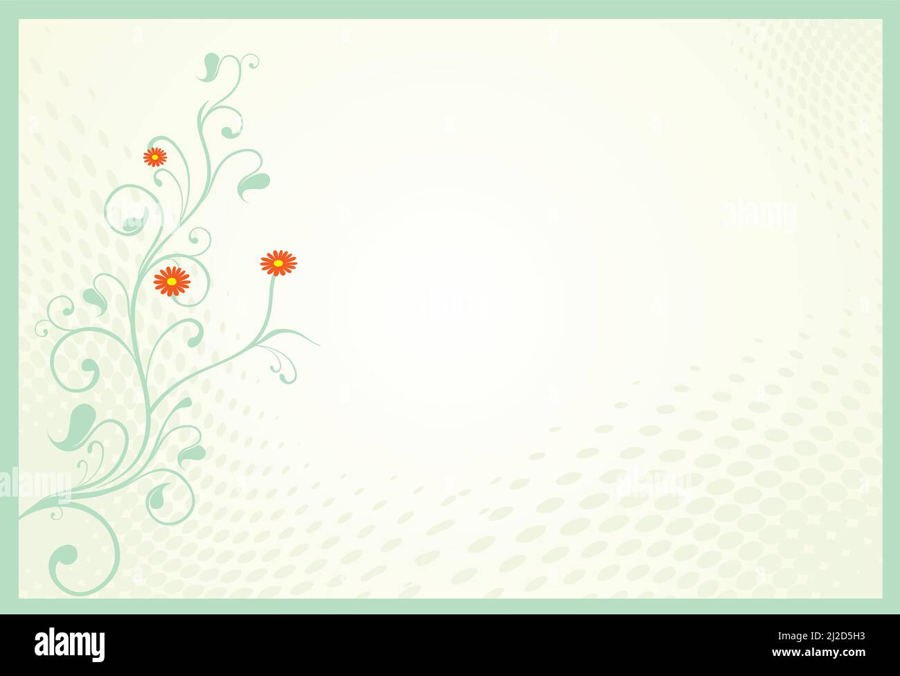 carta da lettera o da cartolina con puntini sullo sfondo e bordo verde chiaro Illustrazione Vettoriale