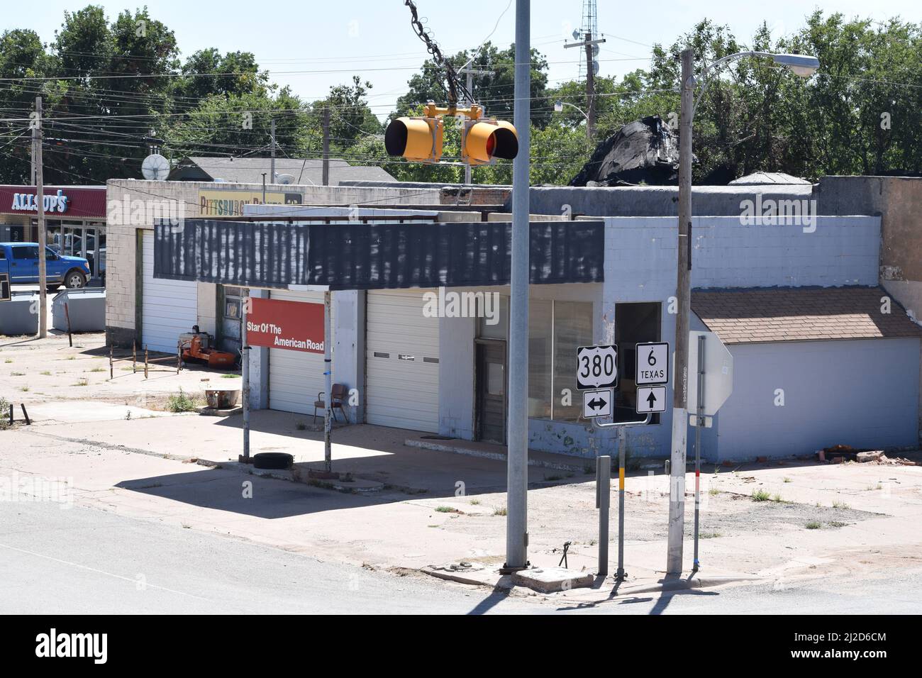 Stazione di servizio abbandonata a Rule Texas - 2021 agosto Foto Stock