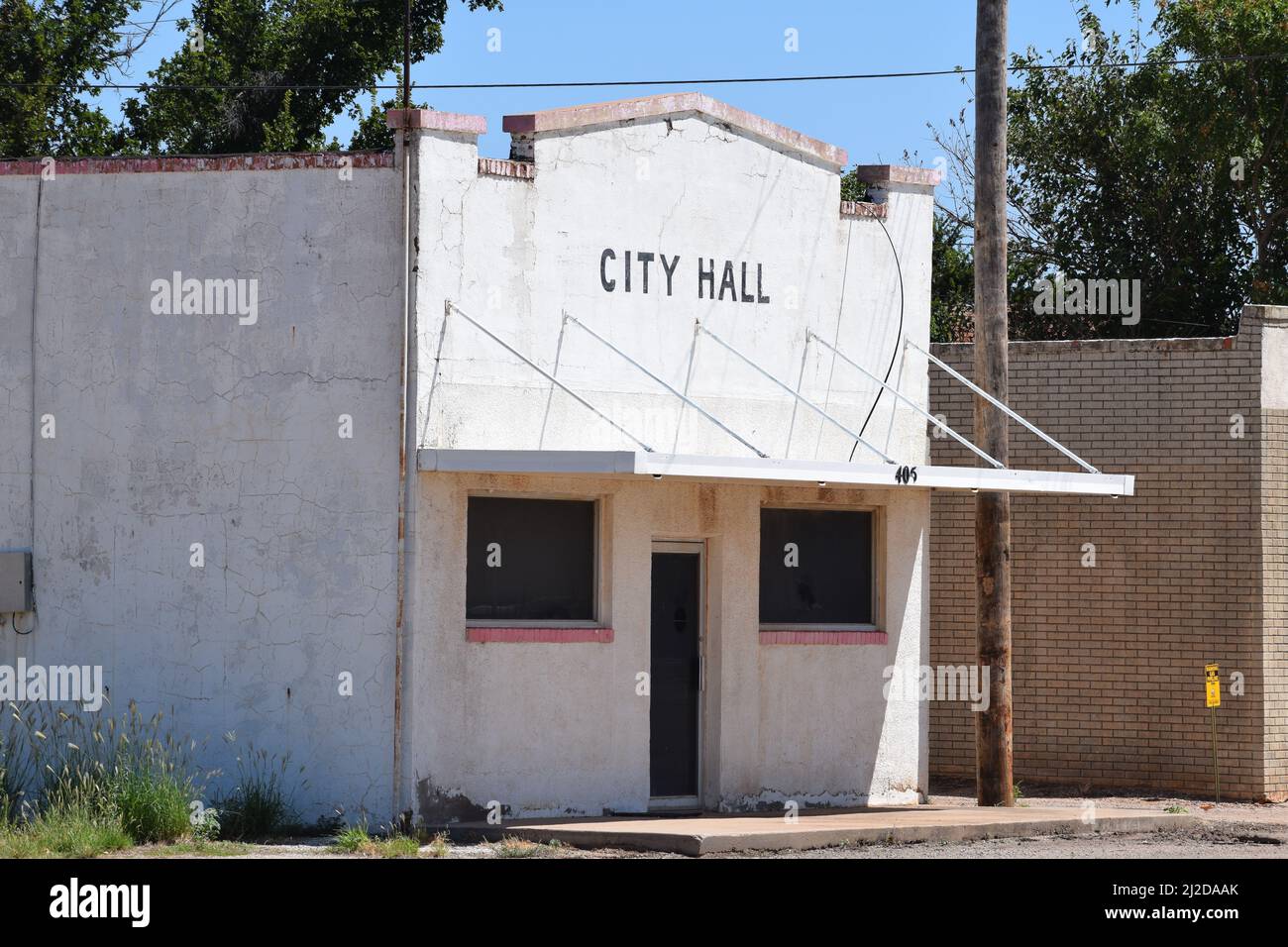 Edificio del municipio a Rule, Texas - Agosto 2021 Foto Stock