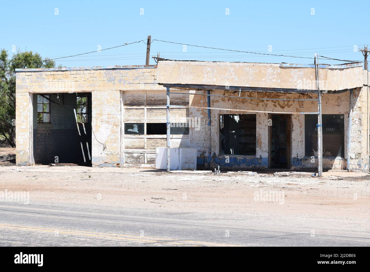 Stazione di servizio abbandonata in Rule Texas - 2021 agosto Foto Stock