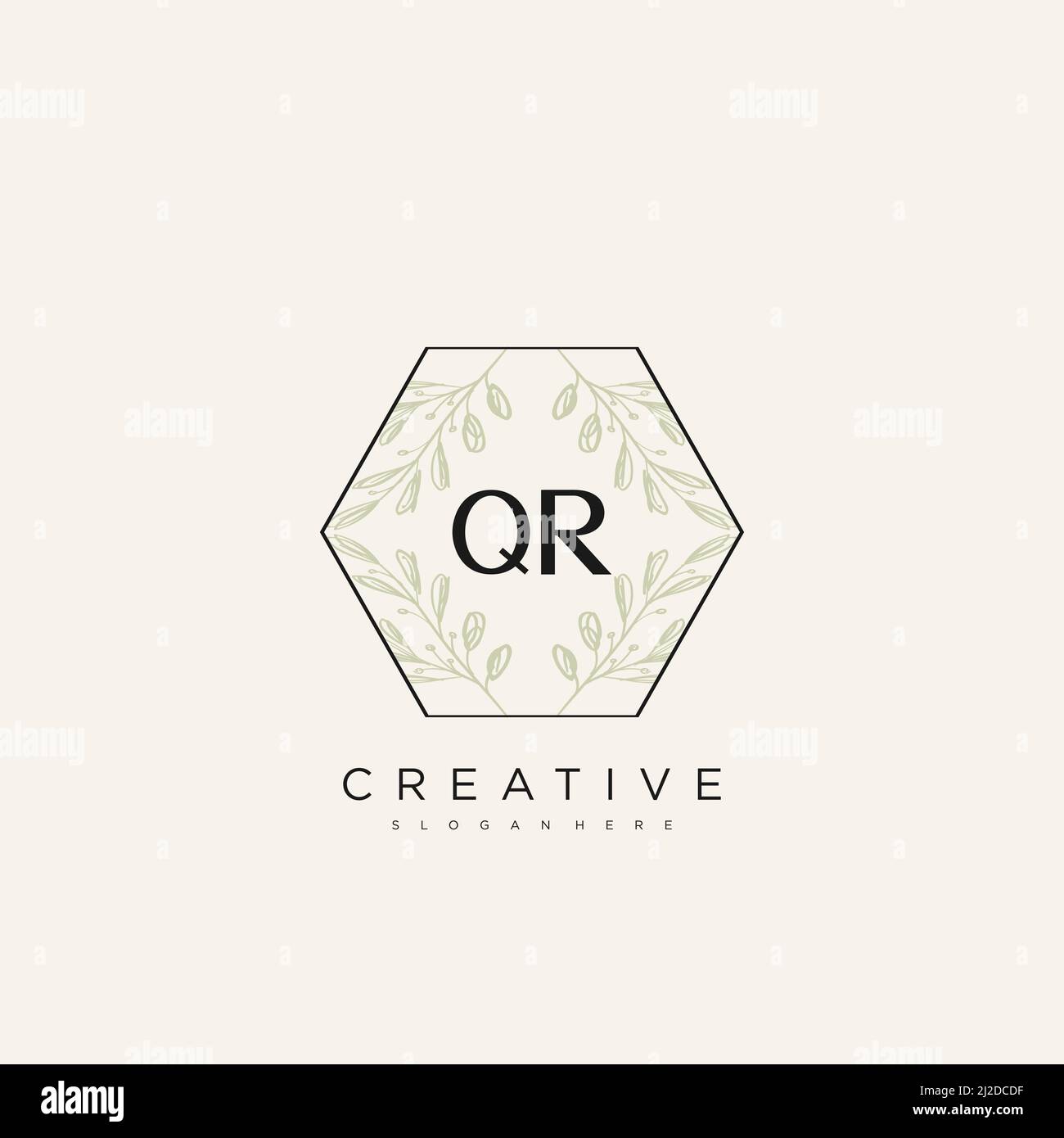 QR Initial Letter Flower Logo Template vettore premium Illustrazione Vettoriale