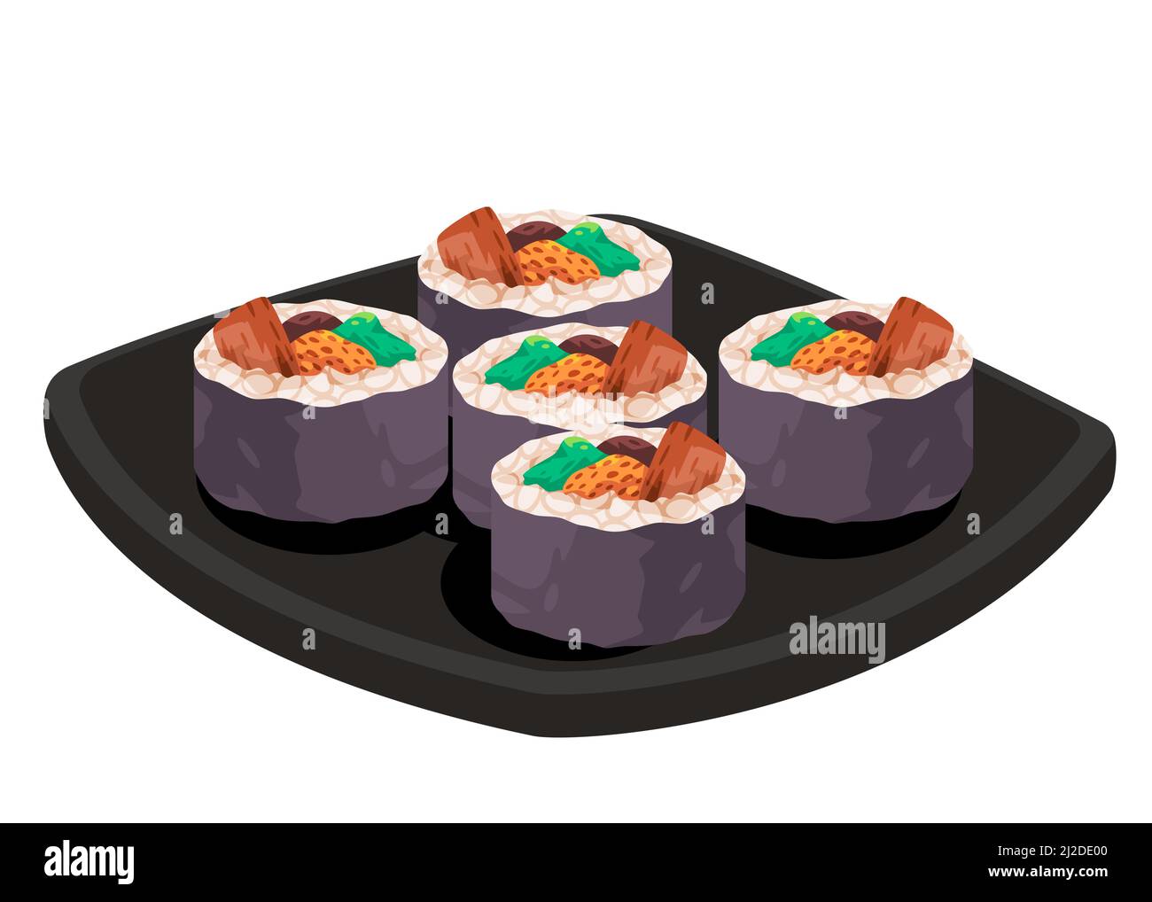 Gimbap kimbap rotolo di riso alghe marine coreano cibo vettore illustrazione Illustrazione Vettoriale
