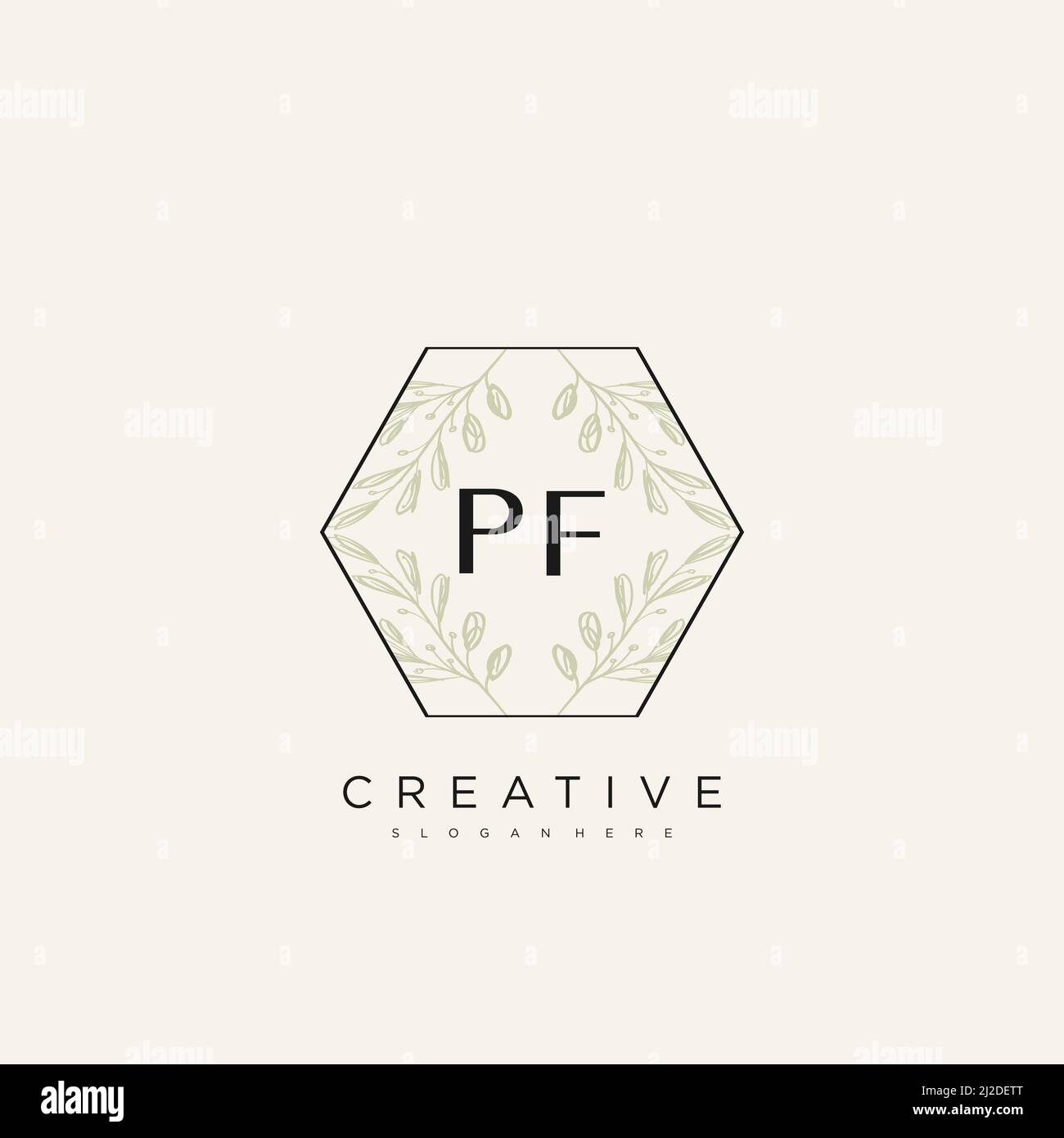 PF Initial Letter Flower Logo Template vettore premium Illustrazione Vettoriale