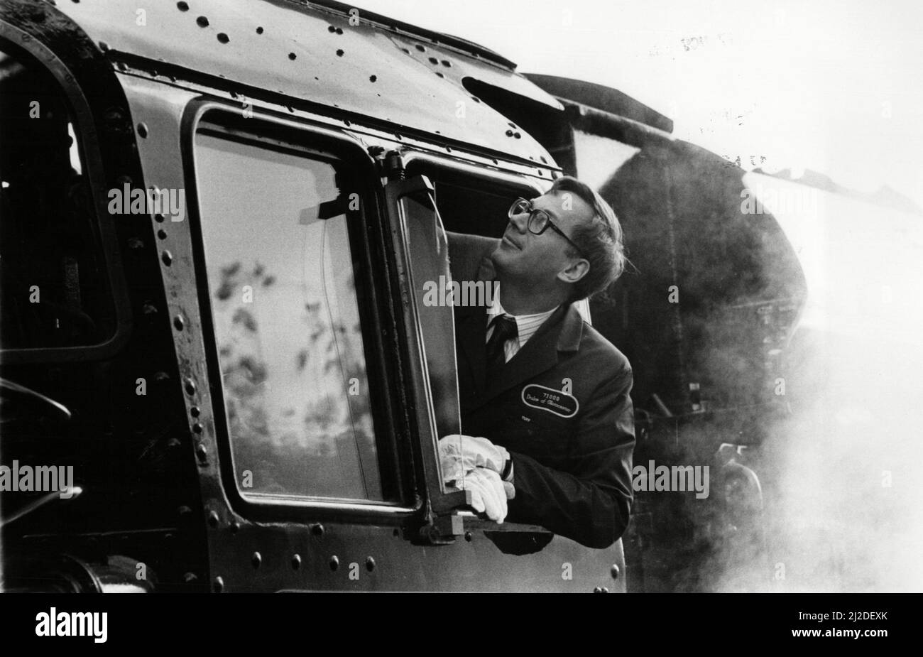 Il duca di Glouchester nomina una locomotiva con il suo omonimo a Rothley nei pressi di Loughborough il 15th novembre 1986 Foto Stock