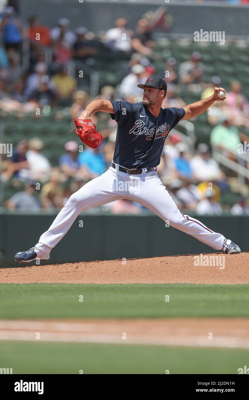 Venice, FL USA: Durante una partita primaverile di baseball, giovedì 31 marzo 2022, al Cooltoday Park. I raggi hanno battuto i Braves 5-1. (Kim Hukari/immagine dello sport) Foto Stock