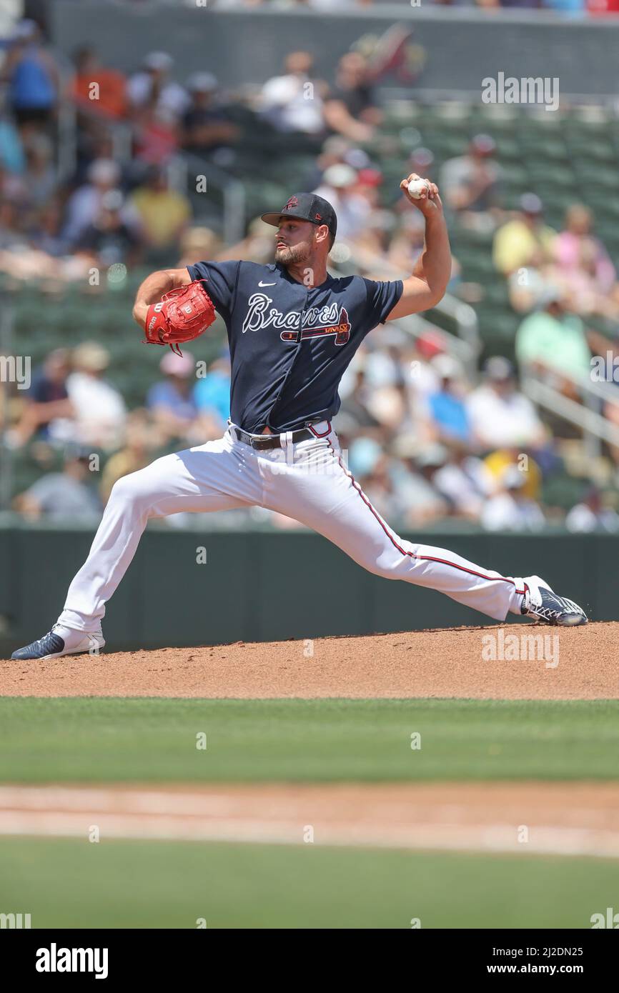Venice, FL USA: Durante una partita primaverile di baseball, giovedì 31 marzo 2022, al Cooltoday Park. I raggi hanno battuto i Braves 5-1. (Kim Hukari/immagine dello sport) Foto Stock