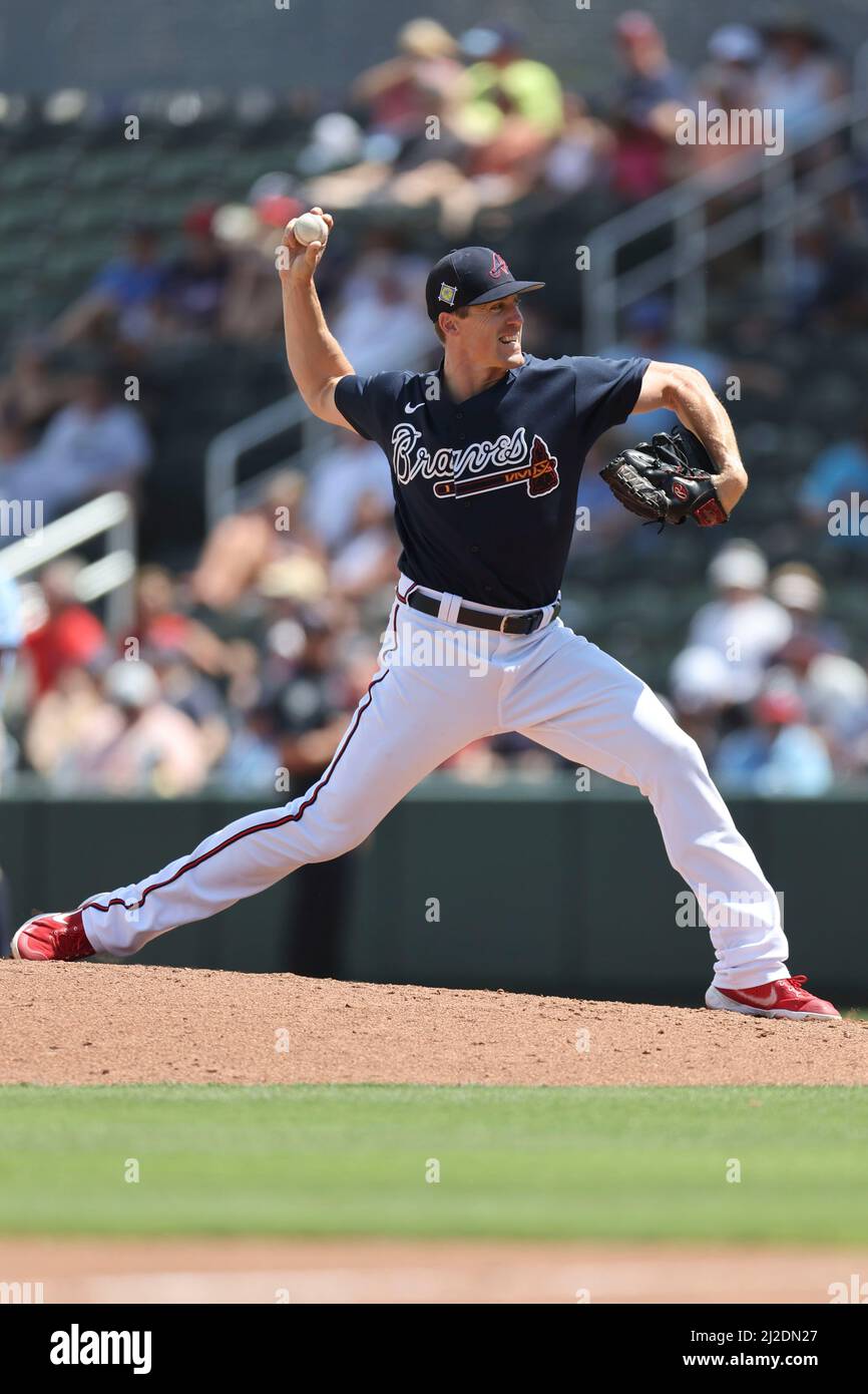 Venice, FL USA: Durante una partita primaverile di baseball, giovedì 31 marzo 2022, al Cooltoday Park. I raggi hanno battuto i Braves 5-1. (Kim Hukari/immagine dello sport) Foto Stock