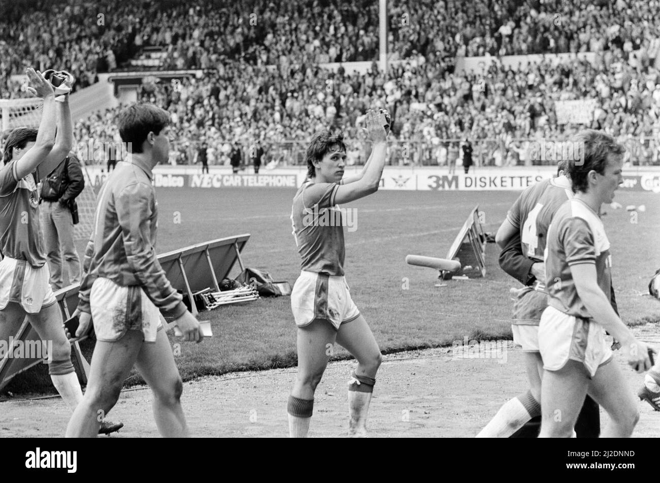 Liverpool 3-1 Everton, fa Cup Final 1986, Wembley Stadium, sabato 10th maggio 1986. Scene post Match. Gary Lineker Foto Stock