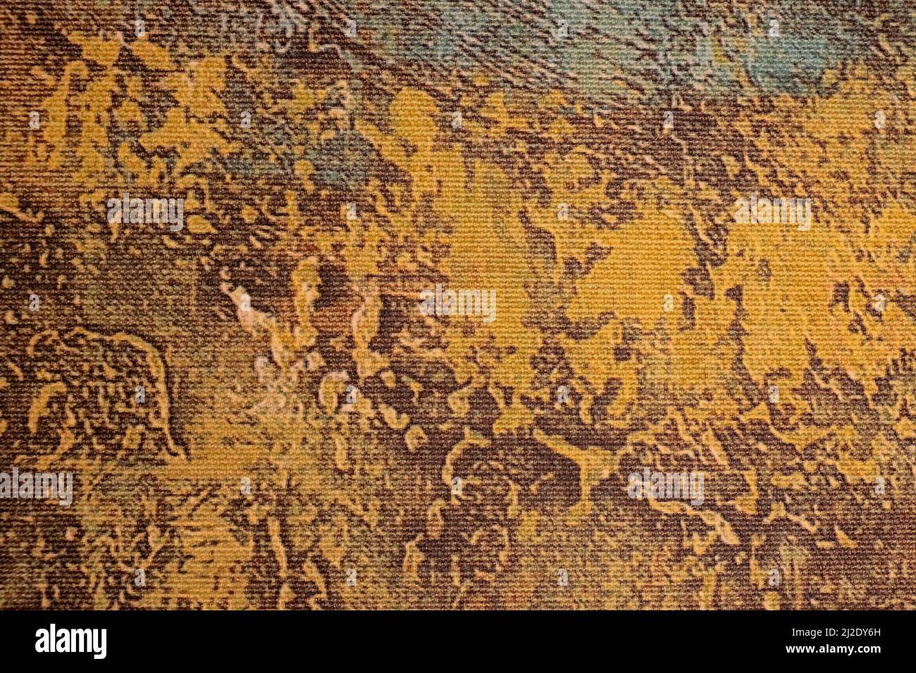 Astratto arte sfondo marrone scuro e arancione colori. Pittura ad acquerello su tela con gradiente arrugginito. Frammento di disegno su carta Foto Stock