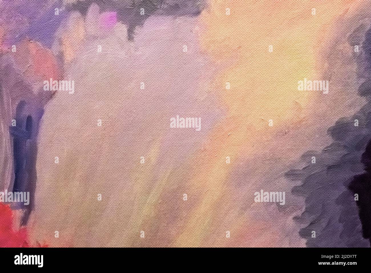 Astratto arte sfondo viola e beige colori. Pittura ad acquerello su tela con sfumatura viola. Frammento di disegno su carta con motivo. Foto Stock