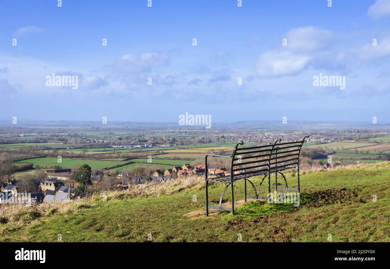 Vista sul parco da Ham Hill sulla campagna del Somerset nel sud-ovest dell'Inghilterra Regno Unito Foto Stock