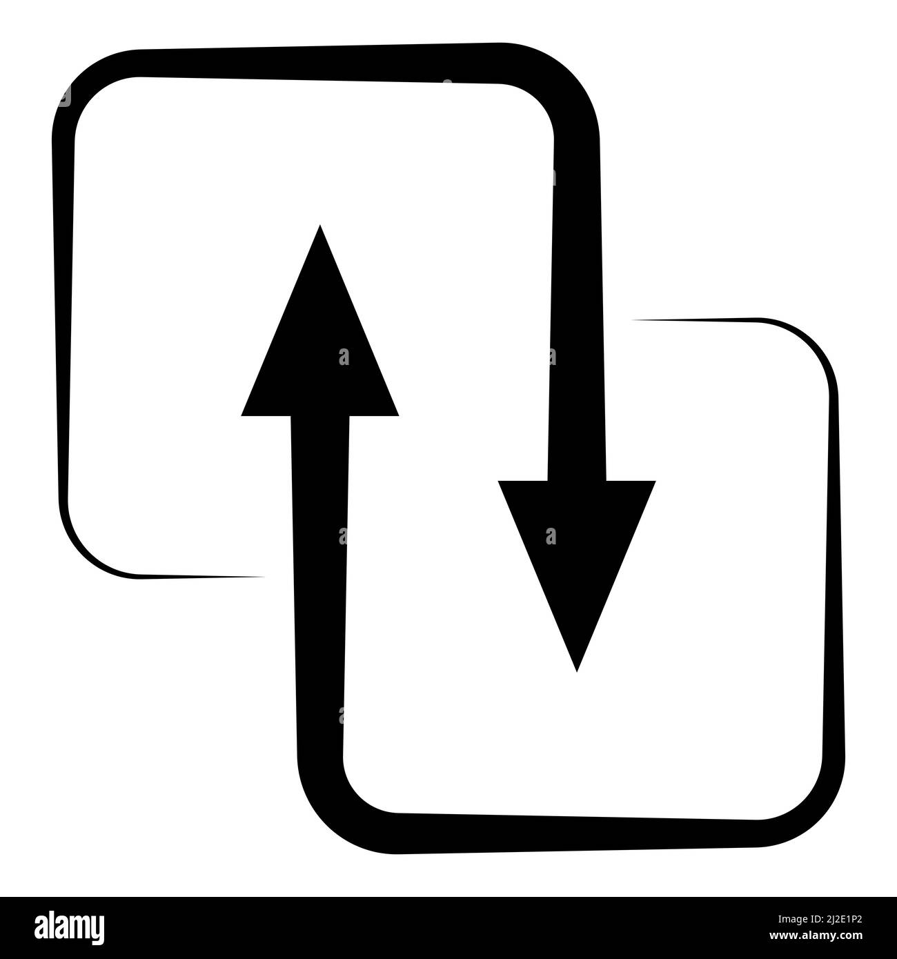 Frecce di direzione nere per il trasferimento, la sincronizzazione, il trasferimento dei dati, lo scambio di frecce quadrate Illustrazione Vettoriale