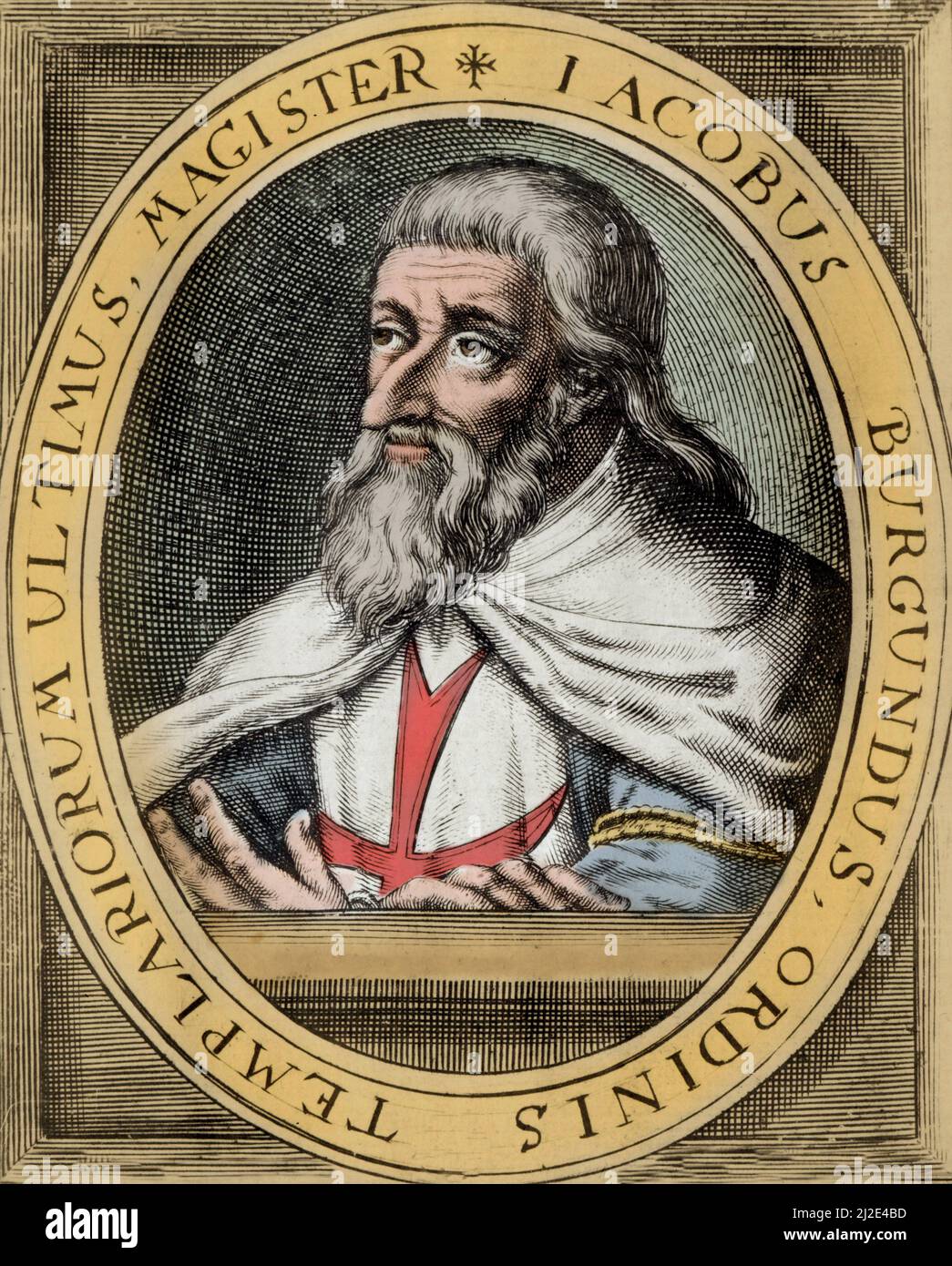 Ritratto di Giacomo di Molay (Jacques de Molay) (Molai) (ca 1243-1314), Gran Maestro dei Cavalieri Templari Foto Stock
