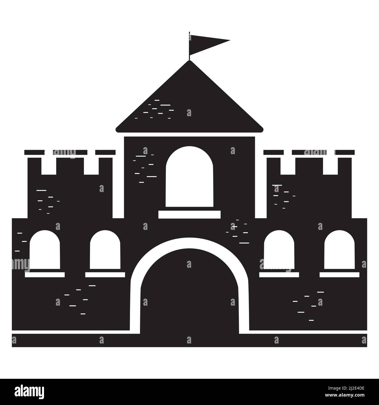 Castello per Principessa vettore isolato illustrazione contorno nero barbatella. Illustrazione Vettoriale