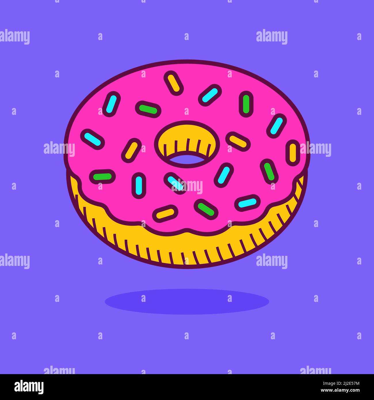 Ciambella. Ciambelle con glassa rosa. Stile cartoon Illustrazione Vettoriale
