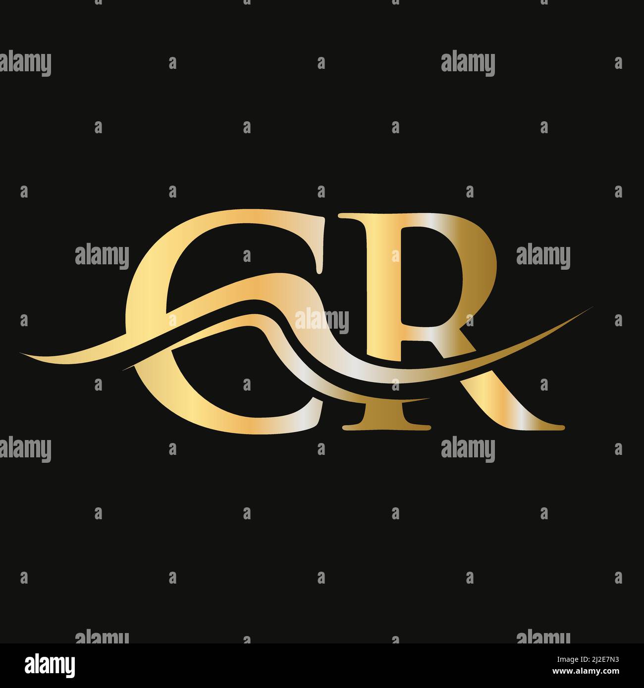 Design con logo Letter CR. Modello iniziale del logo CR per il logo aziendale e aziendale Illustrazione Vettoriale