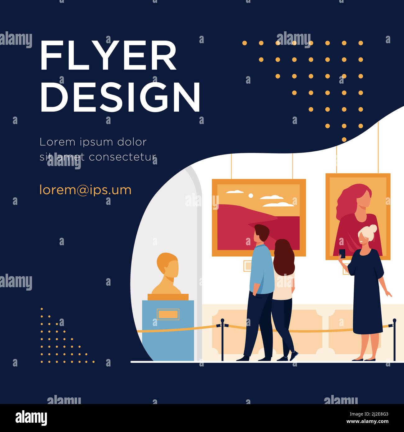 I visitatori del museo camminano nella galleria d'arte. Turisti che amano l'esposizione, ammirando le opere d'arte in mostra. Illustrazione vettoriale per escursioni, persone e c Illustrazione Vettoriale