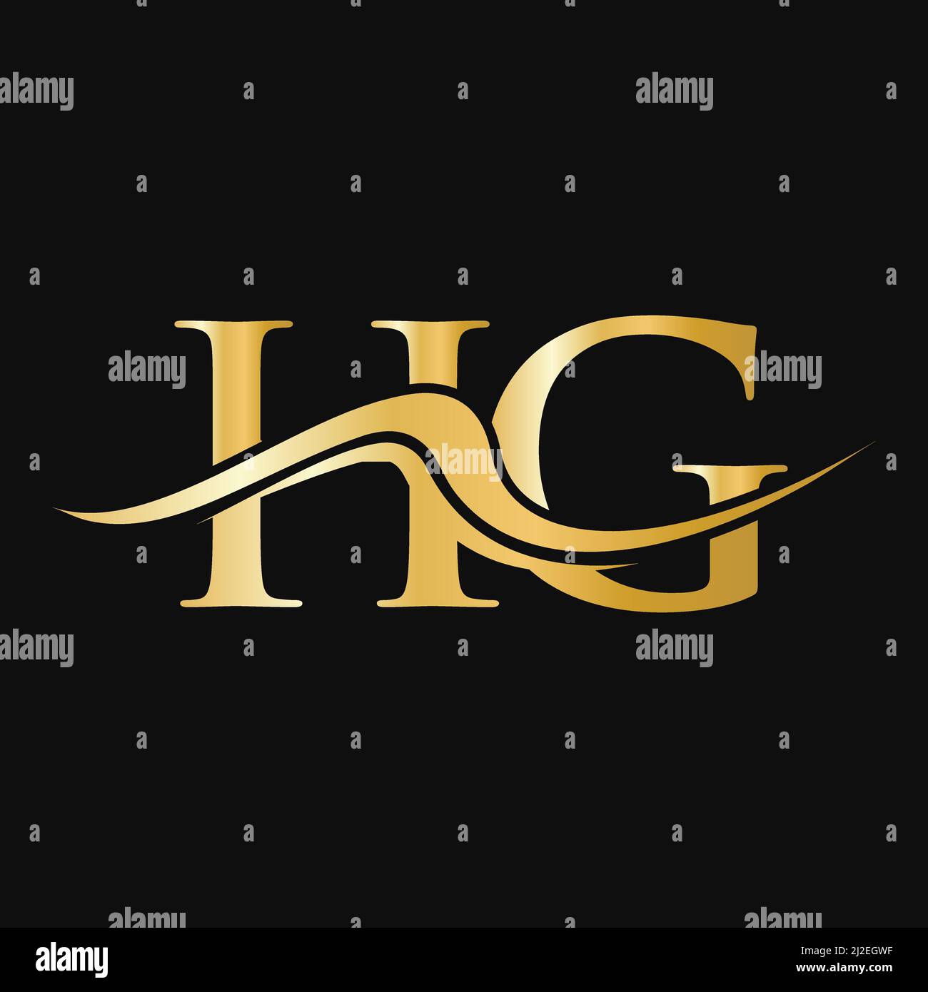 Logo Letter HG. Modello iniziale del logo HG per il logo aziendale e aziendale Illustrazione Vettoriale