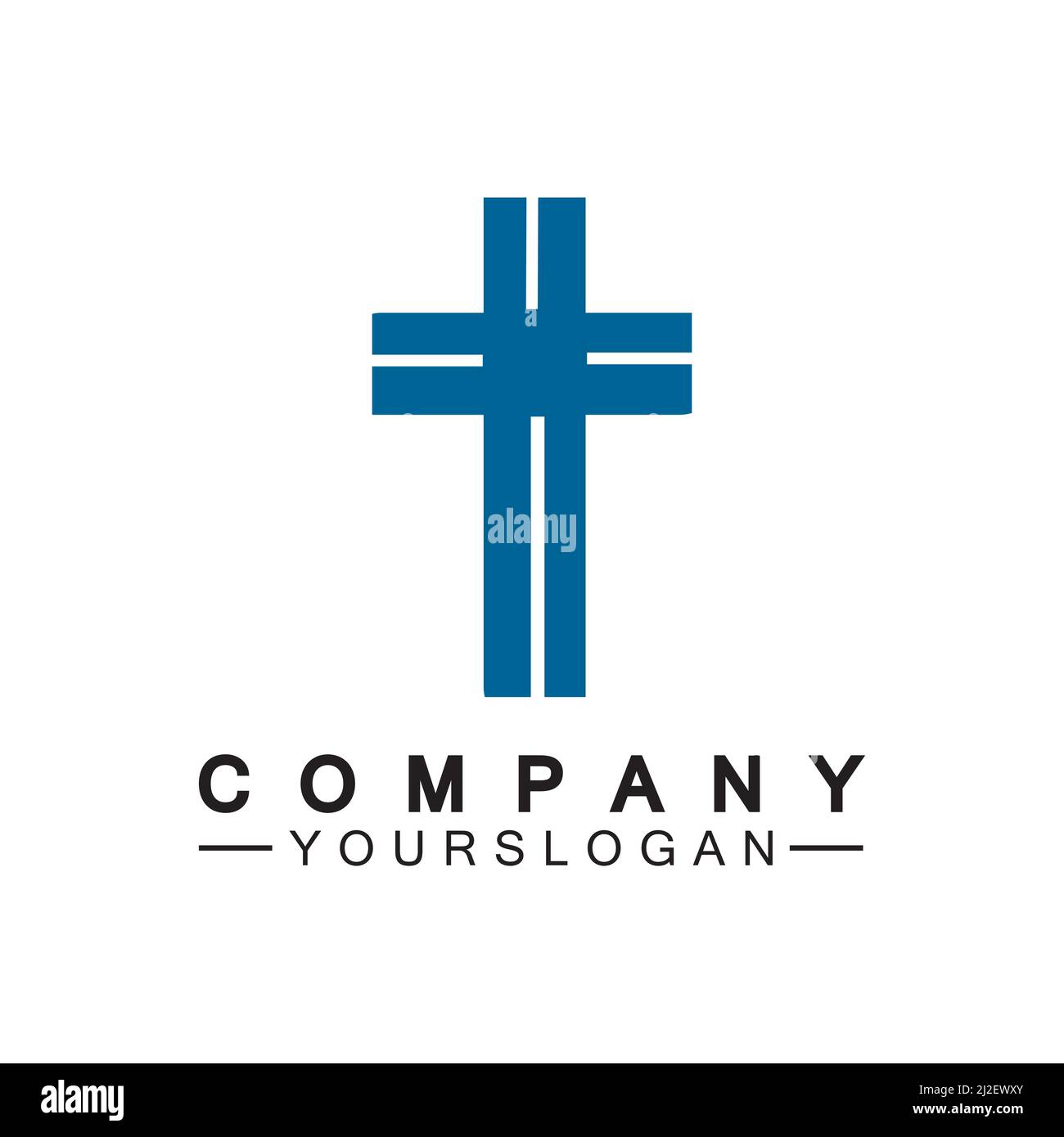 Chiesa logo.Illustrazione di moderno, segno di croce di chiesa pulita per una chiesa moderna segno.icona di croce cristiana. Segno di cattolico, religioso e ortodosso Illustrazione Vettoriale