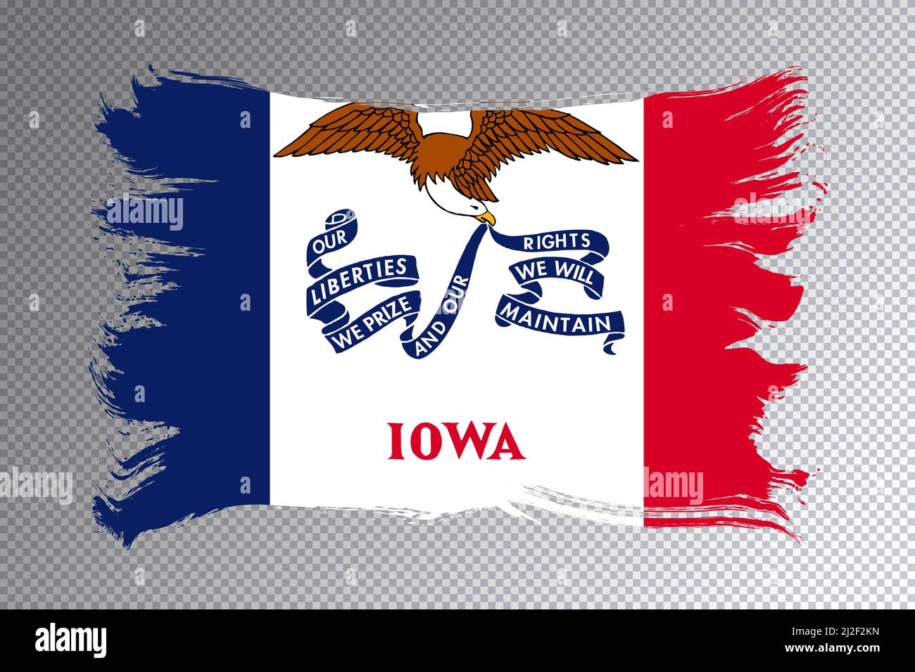 Bandiera dello stato dell'Iowa, bandiera dell'Iowa sfondo trasparente Foto Stock
