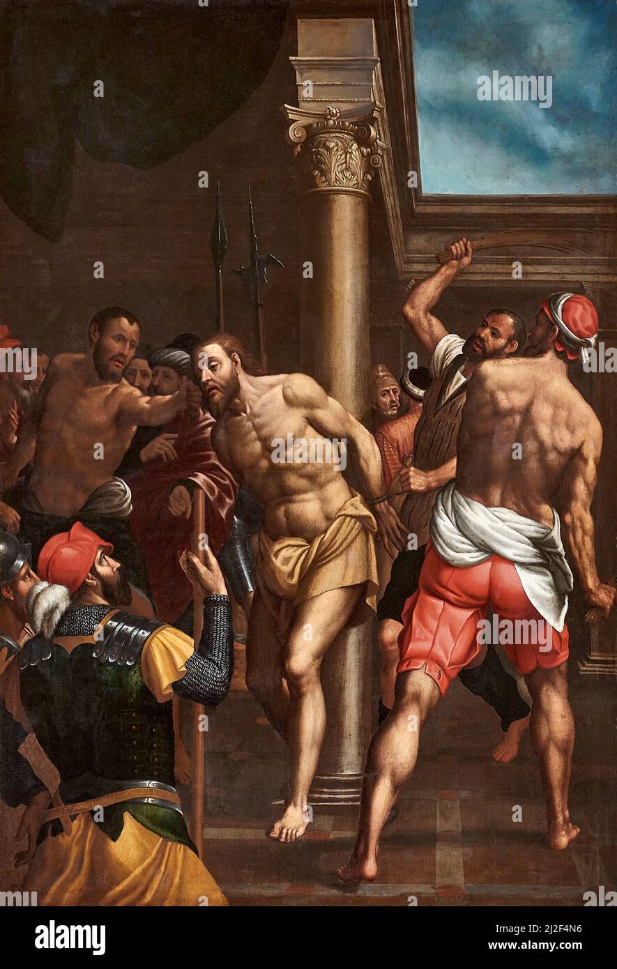Flagello di Gesù - olio su tela - Stefano Lambri chiamato Stefanino - 1648 - Cortemaggiore (PC), Italia, Chiesa dei SS. Annunciato Foto Stock