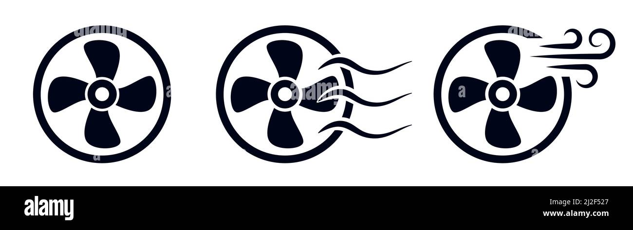 Icona di illustrazione vettoriale del simbolo della ventola dell'aria o dell'elica della nave o del ventilatore di raffreddamento Illustrazione Vettoriale
