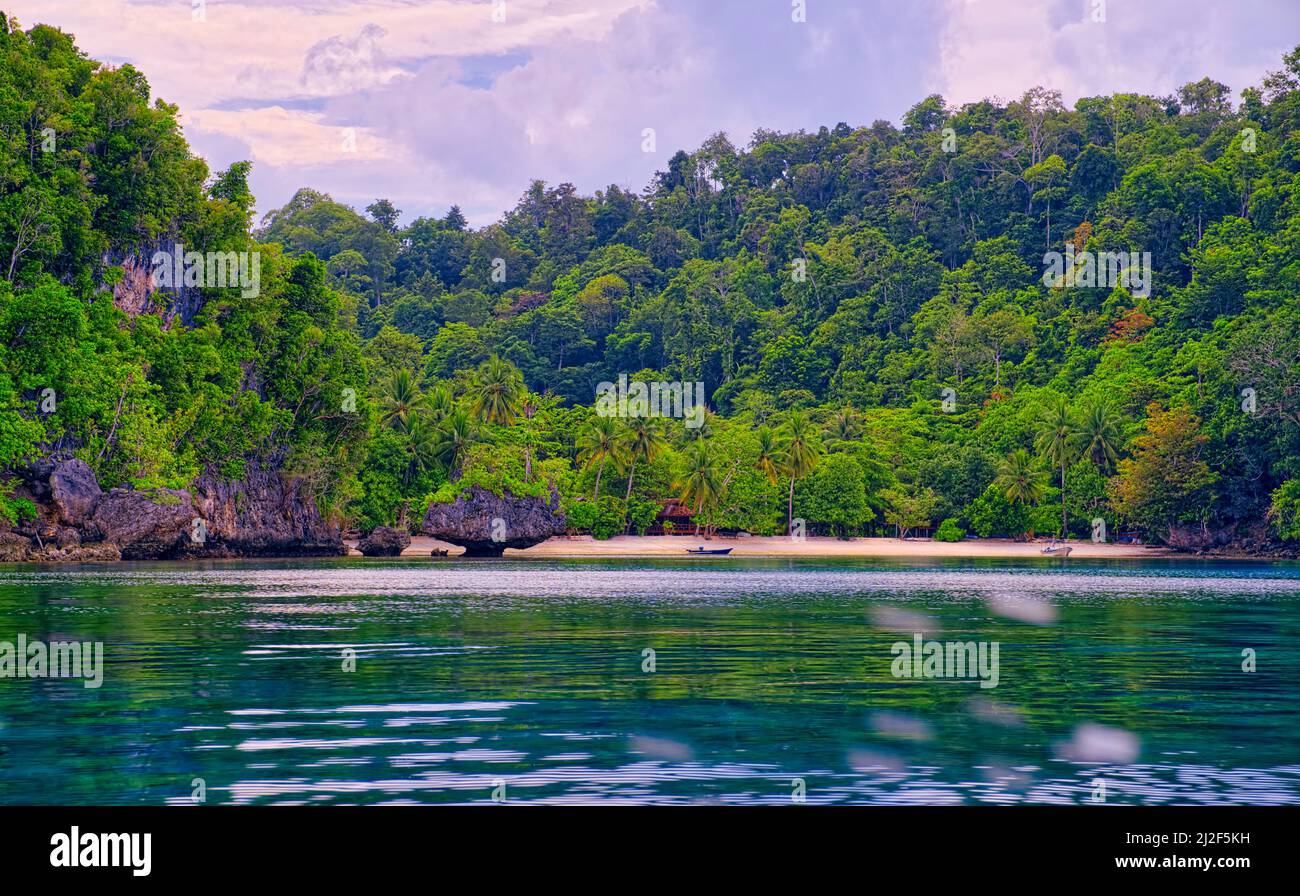 Togean è un'isola indonesiana del Golfo di Tomini, parte dell'arcipelago togeese. È amministrativamente parte della reggenza Tojo una-una del Centr Foto Stock