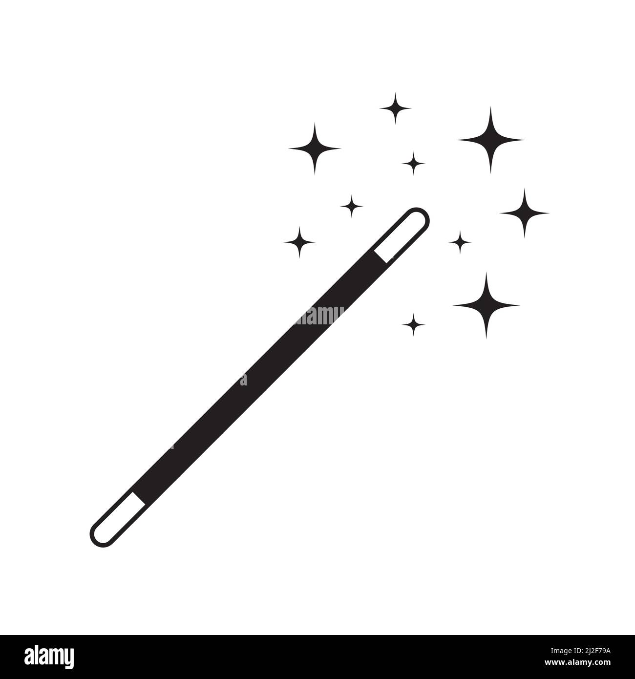 bacchetta magica con glitter icona semplice isolata su sfondo bianco Illustrazione Vettoriale
