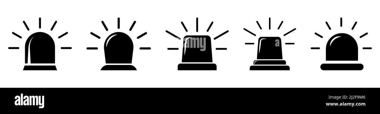 Icona sirena impostata. Illustrazione vettoriale isolata su sfondo bianco Illustrazione Vettoriale