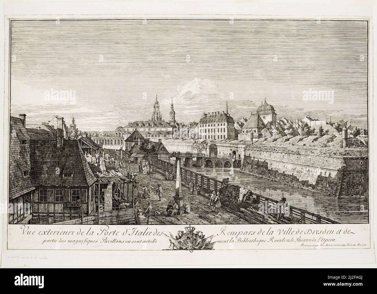 Vista esterna della porta Italiana dei bastioni della città di Dresda. Bernardo Bellotto. 1750. Foto Stock