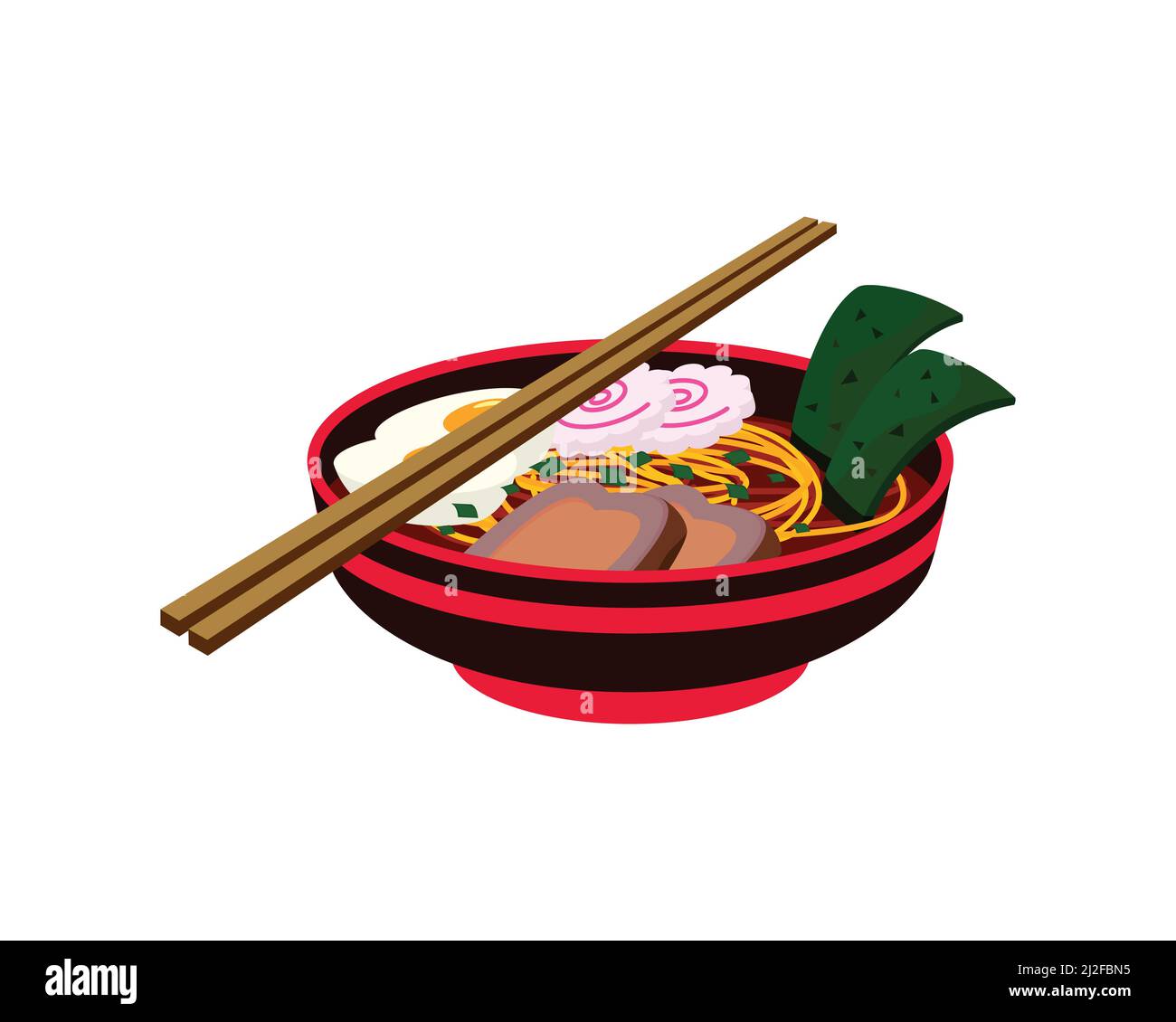 Ramen dettagliato con Chopsticks Illustrazione Vector Illustrazione Vettoriale