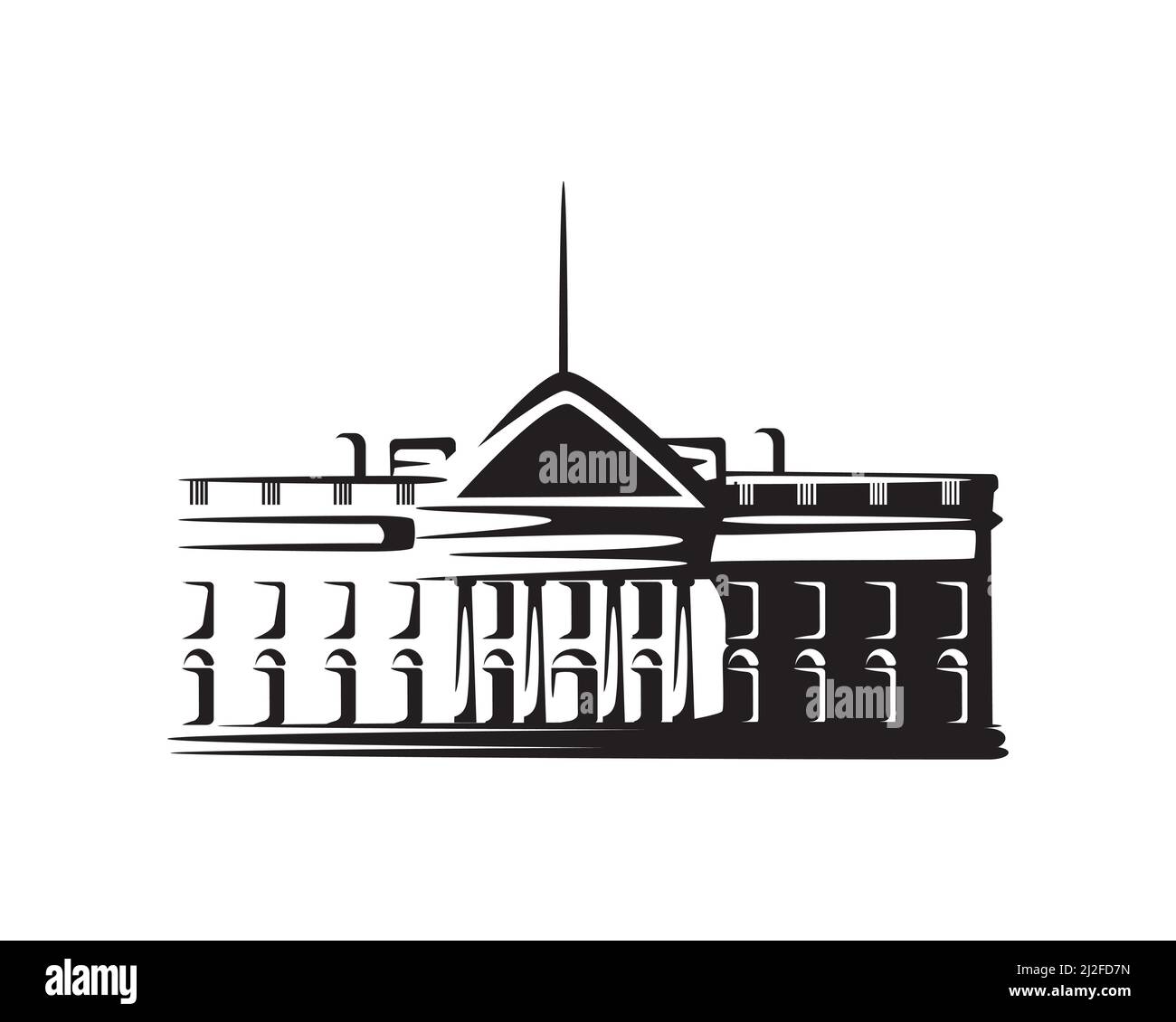 Casa Bianca dell'America costruzione Silhouette Vector Illustrazione Vettoriale