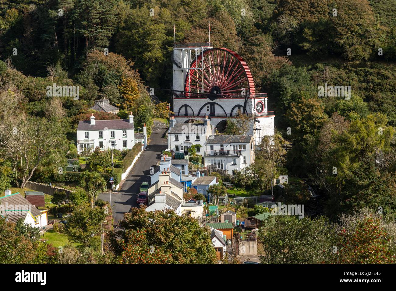 Grande waterwheel a Laxey sull'isola di Man Foto Stock