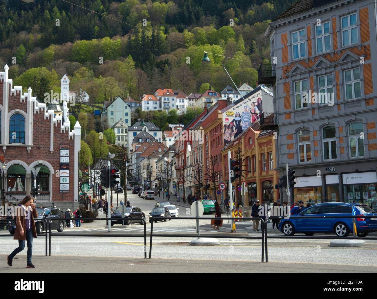 Una strada a Bergen, Norvegia. Foto Stock