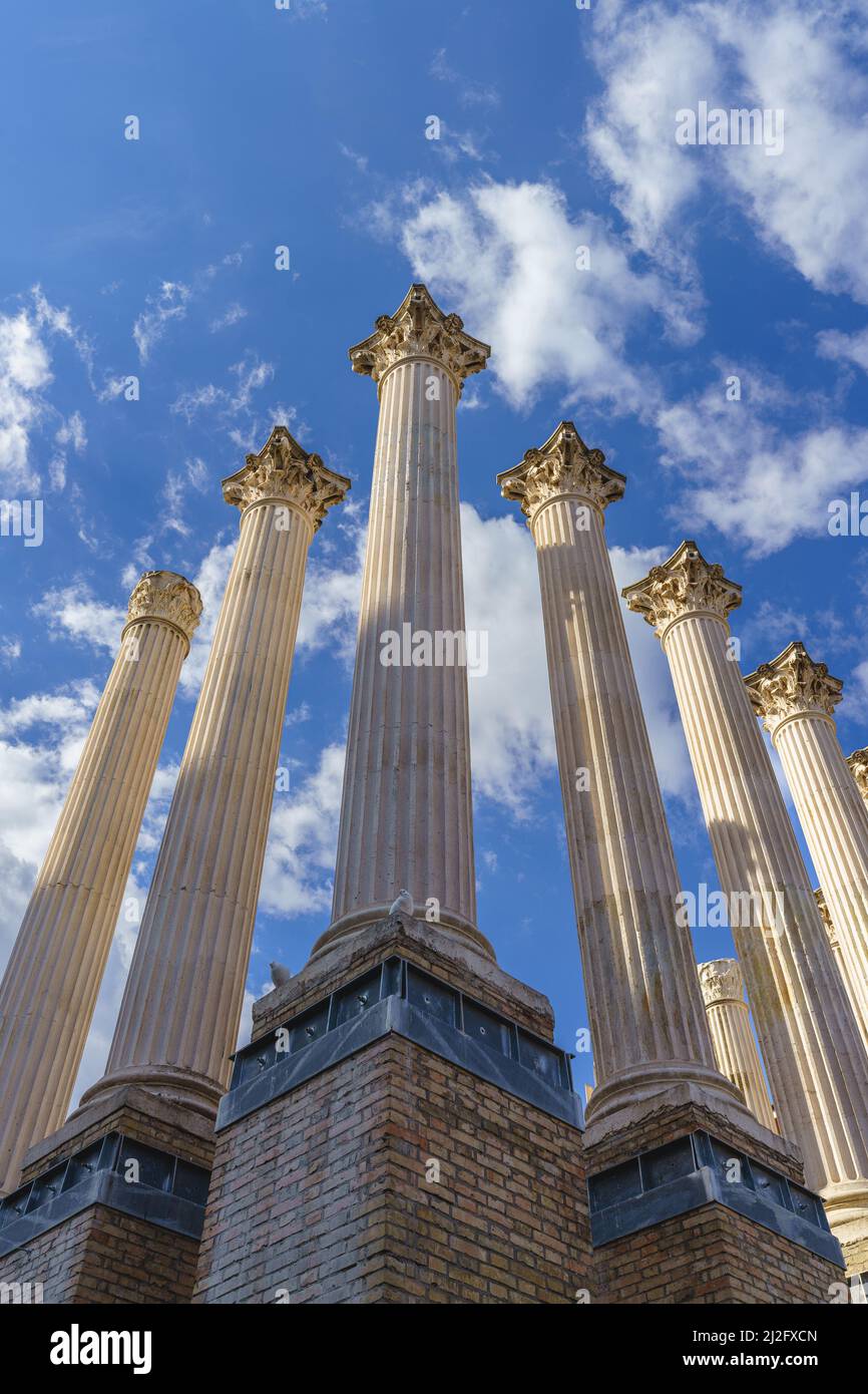 Antiche colonne romane nella città di Cordoba, in Andalusia, Spagna Foto Stock