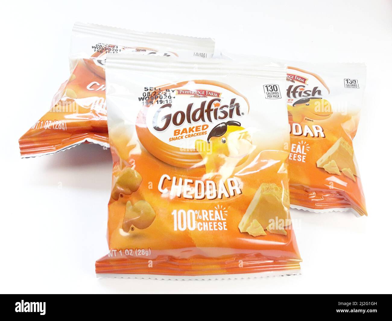 Pepperidge Farms Brand Goldfish-Cracker di formaggio a forma di pesce Foto Stock