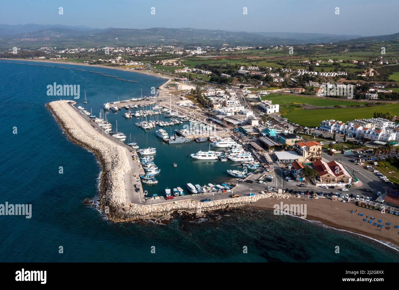 Veduta aerea del porto di Latchi, Repubblica di Cipro. Foto Stock