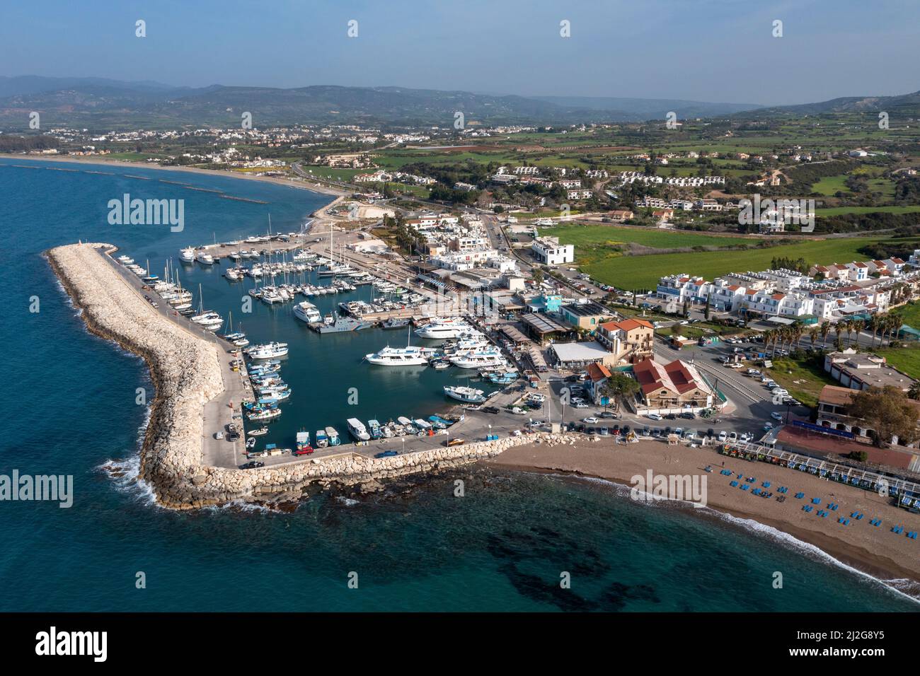 Veduta aerea del porto di Latchi, Repubblica di Cipro. Foto Stock