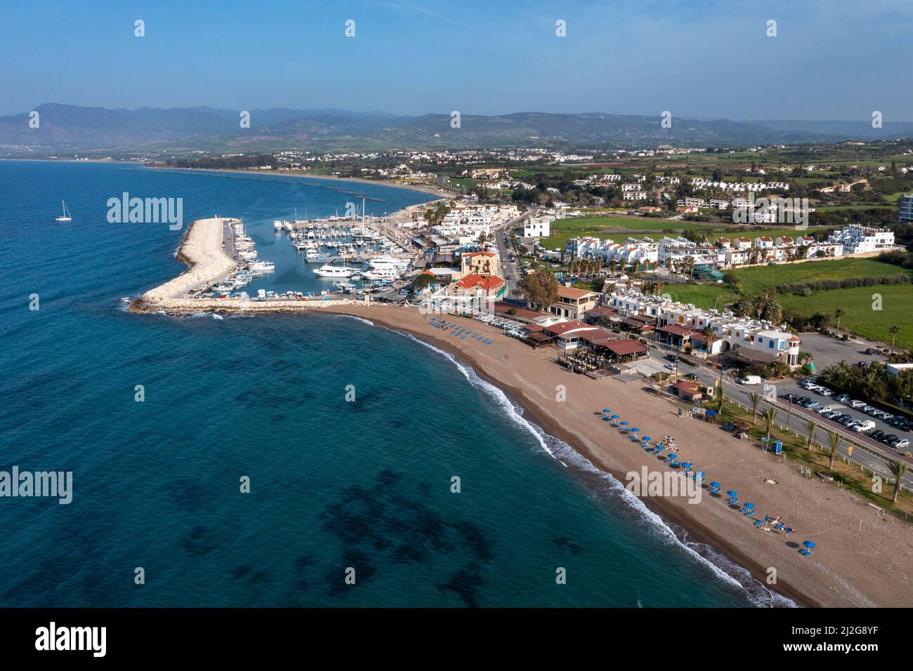 Veduta aerea del porto di Latchi, Repubblica di Cipro. Foto Stock