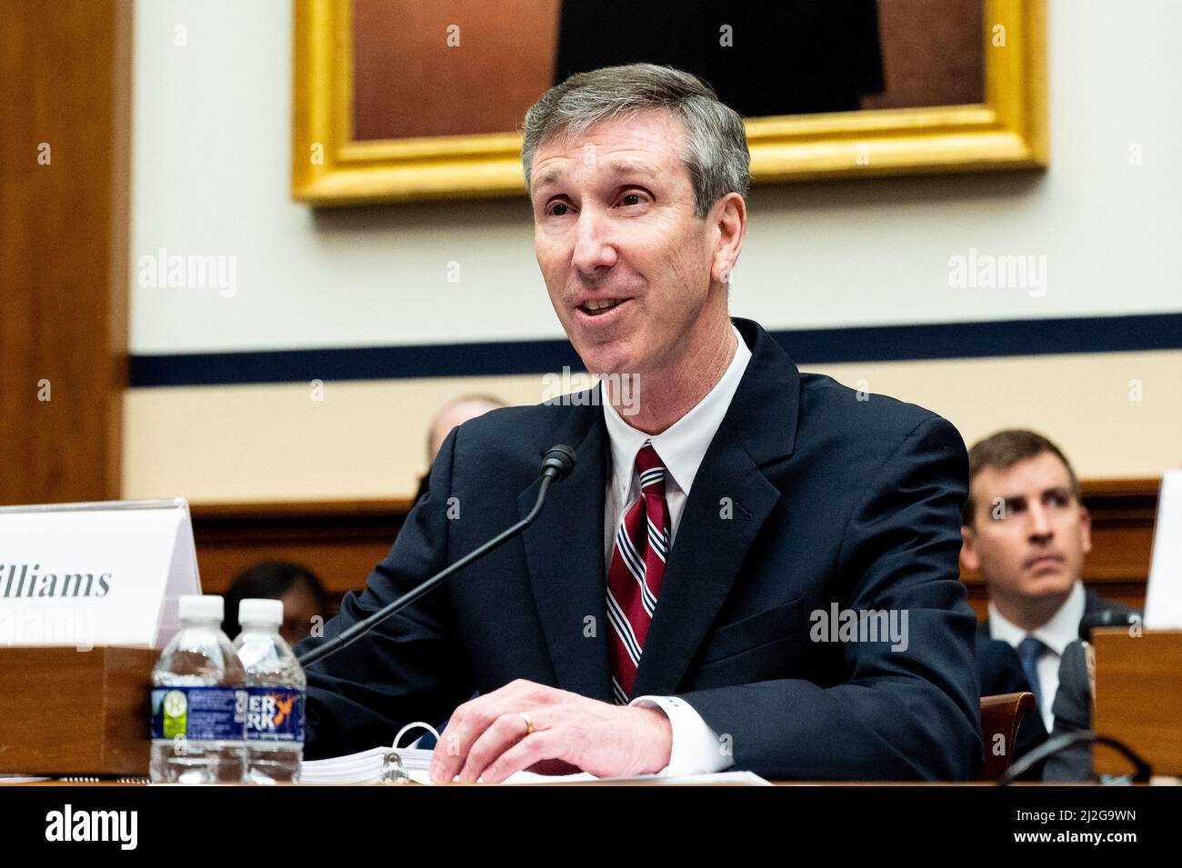 Washington, Stati Uniti. 01st Apr 2022. 1 aprile 2022 - Washington, DC, Stati Uniti: Dr. Rhys Williams, Direttore, Defense Threat Reduction Agency, Sottosegretario alla Difesa per l'acquisizione e il sostegno, intervenendo ad un'audizione della House Armed Services Committee. (Foto di Michael Brochstein/Sipa USA) Credit: Sipa USA/Alamy Live News Foto Stock